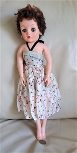 Vintage 17" doll in floral dress 1950 style