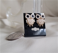 Faux pears and beads Owls stud earrings gold back