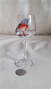 Wine glass American Crystal lead bird painting