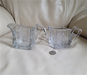 Heisey creamer and sugar bowl cut glass