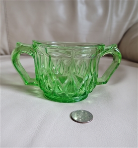 Vivid green glass color sugar bowl Midcentury