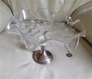 Empire Glass top sterling pedestal bowl decor