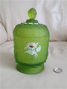 Westmoreland daisy green glass candy dish