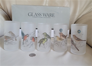 Hoya Japan birds decorated drinking glasses