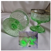 Anchor Hocking uranium circle green sherbet set