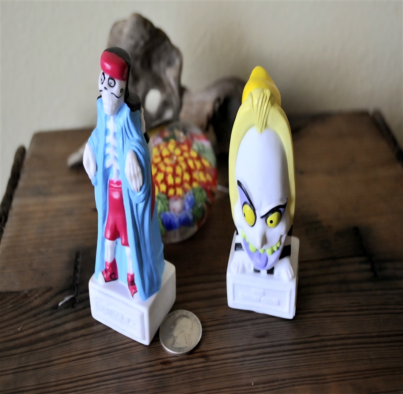 Vintage 1990 Beetlejuice Burger King figurines featuring Ghost to Ghost TV and Uneasy Chair