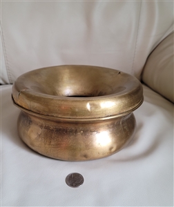 Antique round brass hand hammered bucket