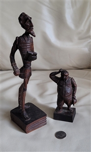 OURO Artisania Don Quixote and Sancho wooden sculptures,  Folk Art home decor.