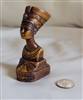 Antiqued brown composite resin Egyptian Queen Nefertiti miniature bust paperweight figurine preowned