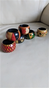 Wooden handmade colorful napkin rings set of 6 elegant colorful table setting