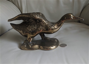 Solid brass duck heavier detailed statue decor