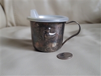 Baby sippy cup silver plated vintage decor