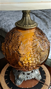Amber glass grapes and vines tall table lamp