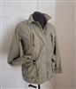 Front view of gap womens size xs green cotton canvas utility jacket with floral lining