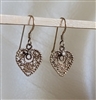 Silver 925 gold filigree hearts dangle earrings