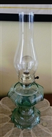 Electric table lamp vintage aqua green glass