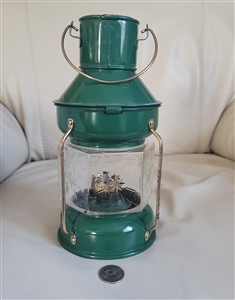 Kerosene lamp green metal made in Hong Kong