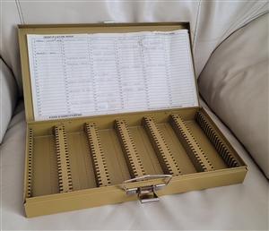 Vintage KENCO Metal Slides Storage Box w handle