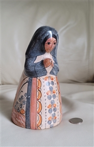 Mexican art pottery clay Praying woman figure