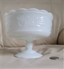 E O Brody milk glass pedestal compote bowl