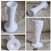 Two milk glass geometric pattern elegant vases