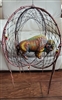 Artisan bison dreamcatcher with triple leather hoops