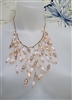 Metallic glass beads waterfall necklace gold chain