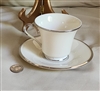 Solitaire by Noritake vintage ivory porcelain 3" cup and saucer platinum trim.