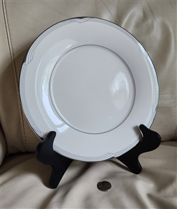 preowned vintage Noritake Sterling Cove white round dinner plate with silver trim