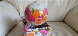 Vera Bradley floral glass ornament with box