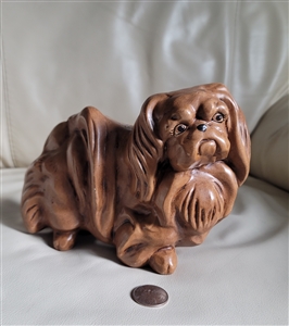 Brown ceramic Pekingese dog vintage decor elegant gifts