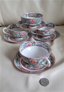 Y T Hong Kong eggshell teacups and saucers