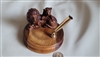 Wooden hand carved Lion and Cub pen holder display