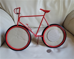 Red racing bicycle metal dual picture frame