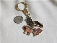 Country keychain with eagle grizzly bear and elk enamel charms