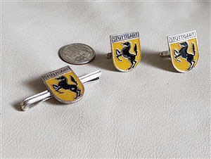 Stuttgart shield cufflinks and tie clasp for men