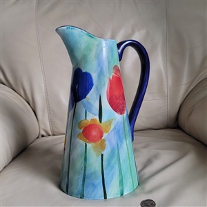 sakura zulauf 12 inch floral pitcher colorful home decor