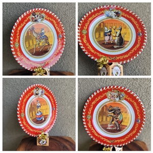 Circus animals metal plates Restoration Hardware 2006 set of colorful plates 2006
