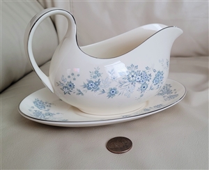 Royal Doulton Michelle gravy boat and underplate blue floral sprays