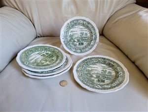 Green porcelain Sale luncheon plates set in a beautiful landscape design