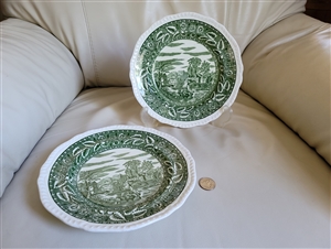 Green porcelain Salem Heirloom embossed porcelain dinner plates collectible vintage plate for home decor