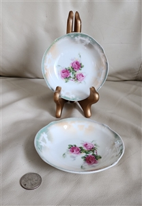 German porcelain lustreware floral serving bowls