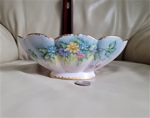 Antique sign floral oval serving storage bowl