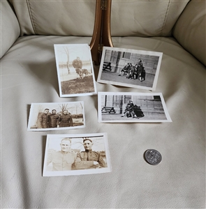 Set of 5 antique WWI photographs of US Army soldiers in sepia and black and white