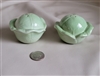 Green cabbage heads salt and pepper shakers