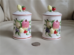 Lefton Hand Painted Shakers with Raised Fruit Detail