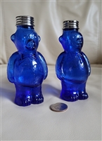 Cobalt blue glass bears shakers Spicy Bear