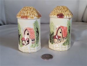 House embossed vintage MR Pottery Japan shakers collectible ceramic kitchen accessories and gifts idea