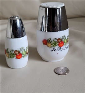 Gemco milk glass set of two shakers veggies decor