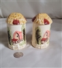 Cottage shaped porcelain salt pepper shakers Japan